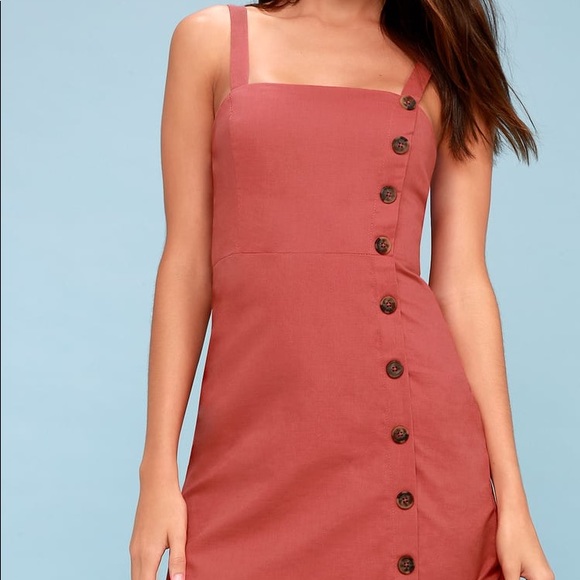 Louetta Rust Red Button-Down Mini Dress - Picture 5 of 9